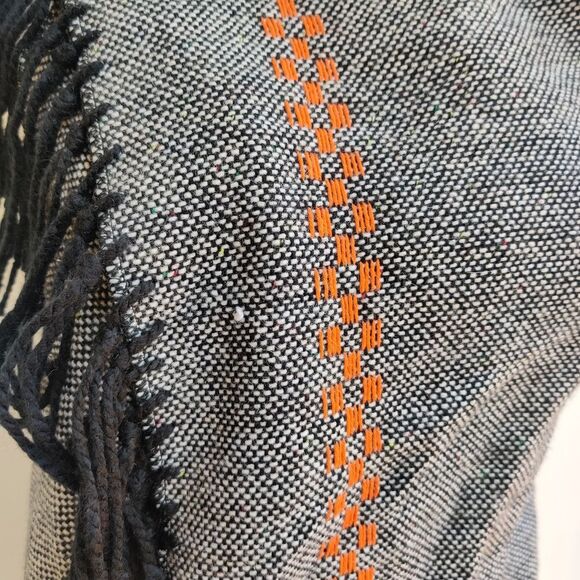 Summer Romero Convertible Fringe Vest/Shawl One Size Gray Black Embroidered - Picture 11 of 12